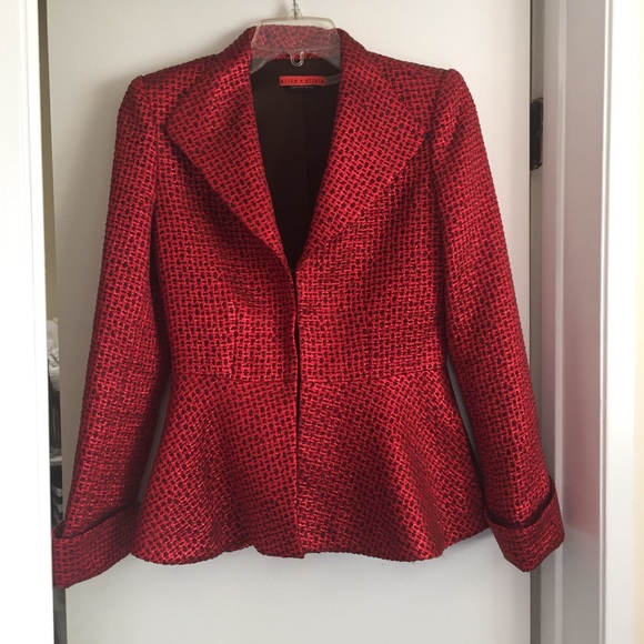 Alice+Olivia Red Metallic Blazer - Picture 6 of 6